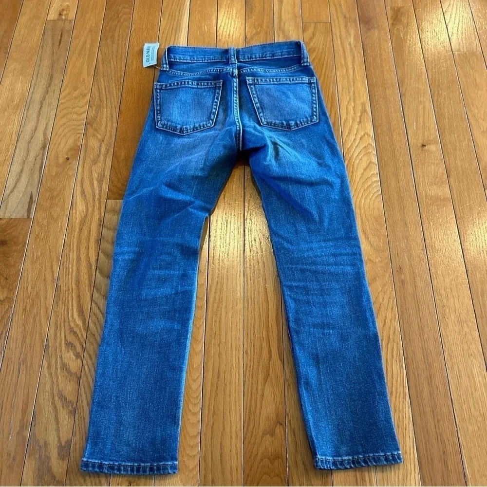 New Old Navy Blue Denim Skinny Jeans Adjustable Waist Sz 6 Slim Girls Inseam 21”